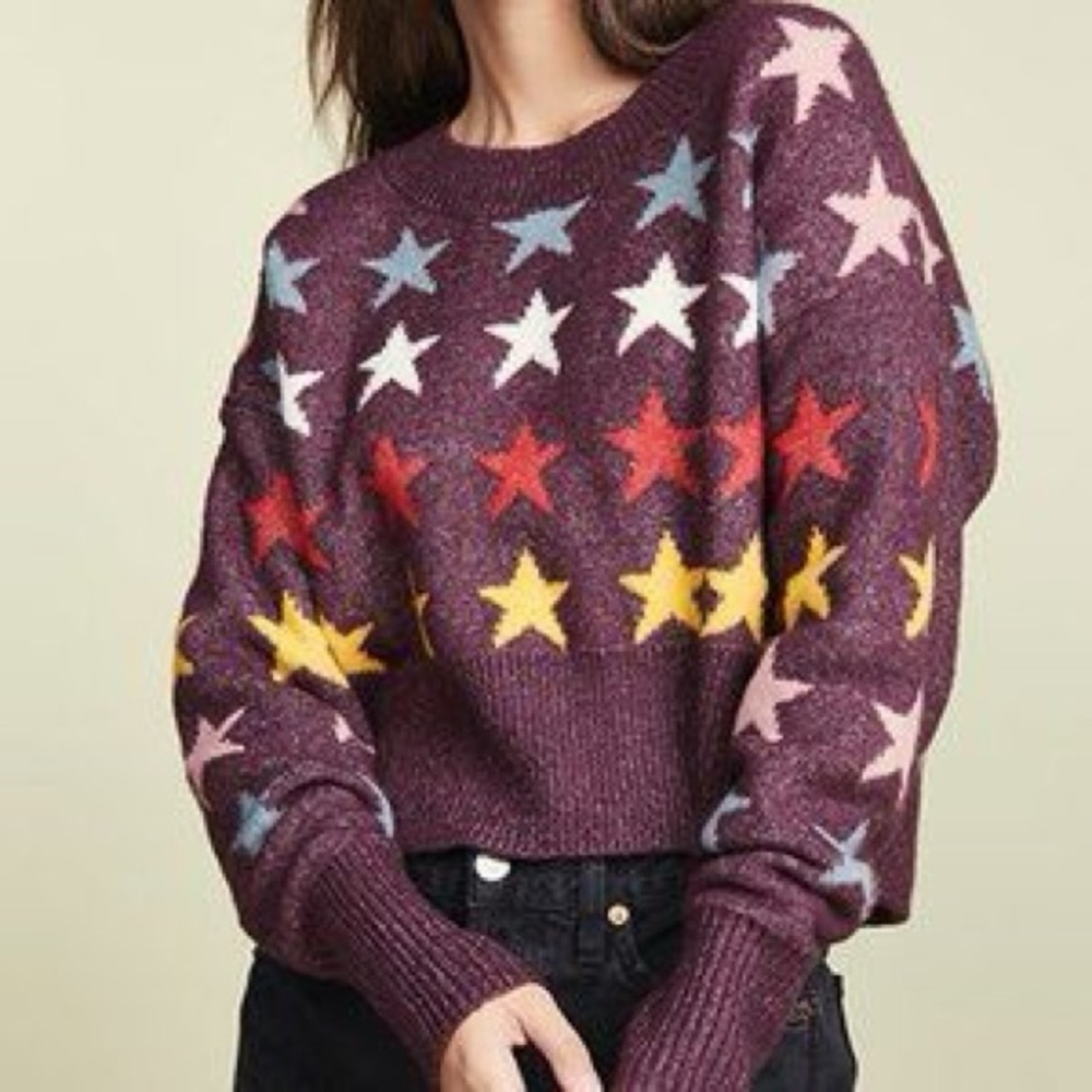 NWT Wildfox Reversible Multicolor Star Sweater Small